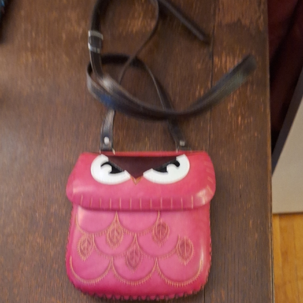 Vibrant Pink Owl Crossbody Bag